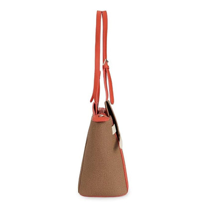 Magnolia PU Leather Women Brown Tote Bag