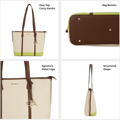 Magnolia PU Leather Women Beige Tote Bag