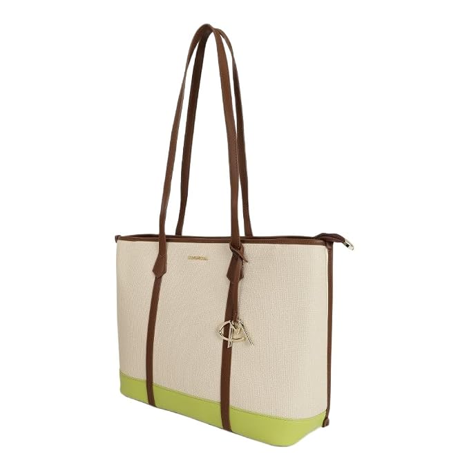 Magnolia PU Leather Women Beige Tote Bag