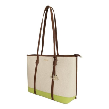 Magnolia PU Leather Women Beige Tote Bag