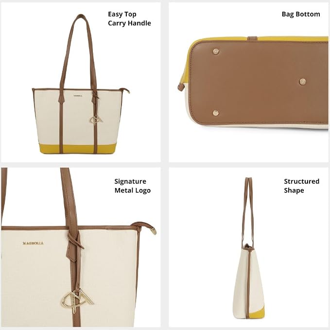Magnolia PU Leather Women Khaki Tote Bag