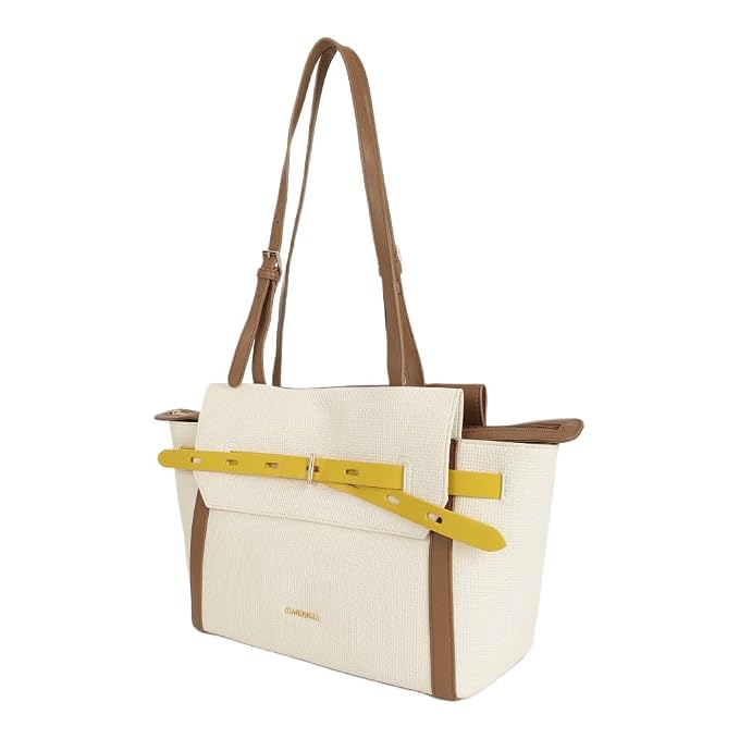 Magnolia PU Leather Women Ivory Tote Bag