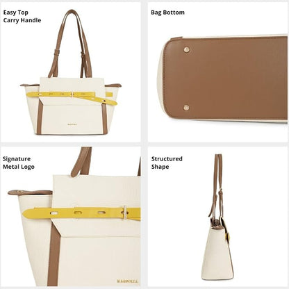 Magnolia PU Leather Women Ivory Tote Bag