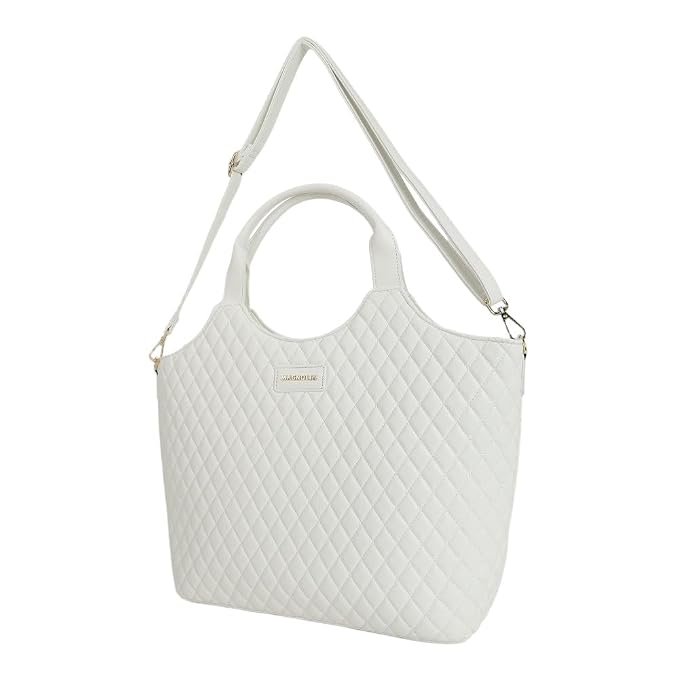 Magnolia PU Leather Women White Tote Bag