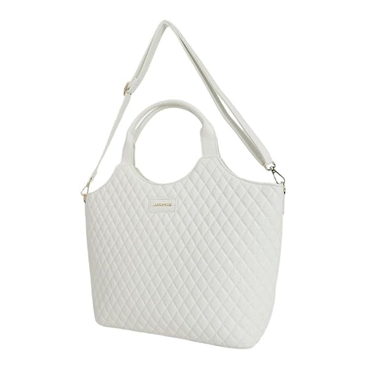 Magnolia PU Leather Women White Tote Bag