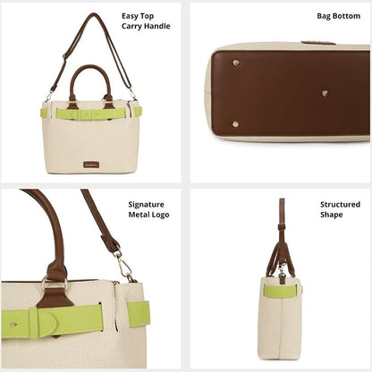 Magnolia PU Leather Women Beige Tote Bag