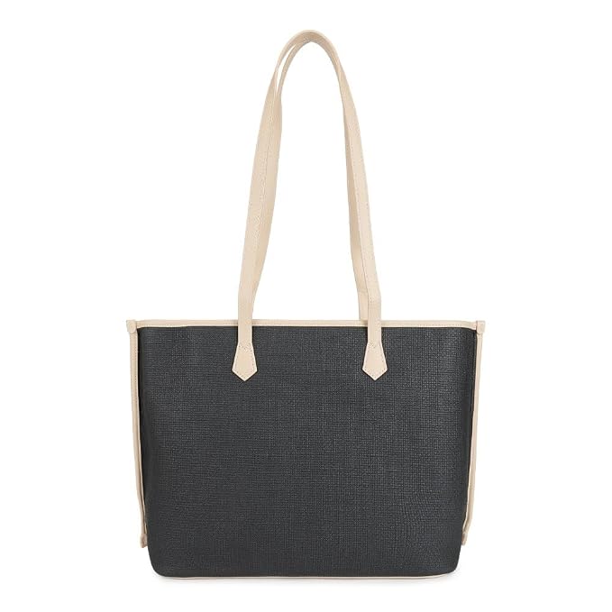 Magnolia PU Leather Women Black Tote Bag