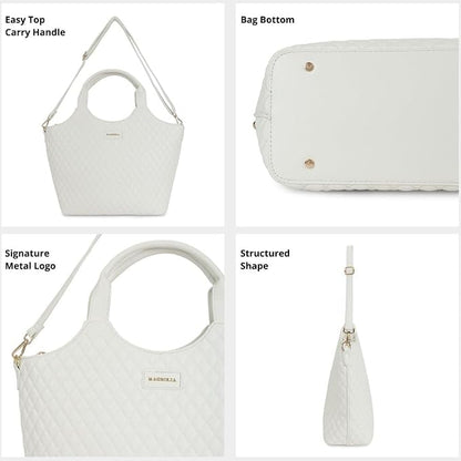 Magnolia PU Leather Women White Tote Bag