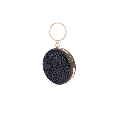 Magnolia Black Jute Embellished Women Clutch