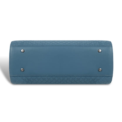 Magnolia Blue Quilted Faux Leather Handbag for Women | 10.5L Stylish Everyday & Office Use Bag with Long Strap
