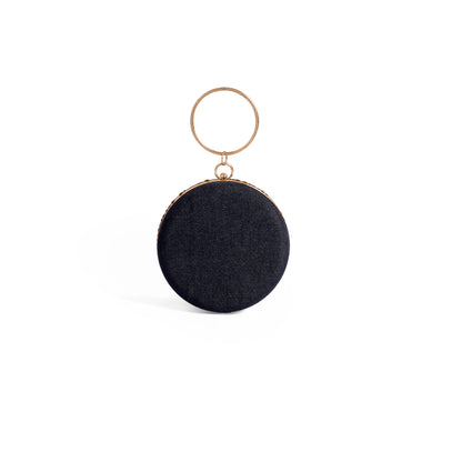 Magnolia Black Jute Embellished Women Clutch