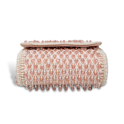 Magnolia Pink Velvet Embellished Women Clutch