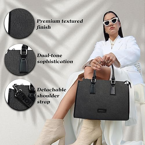 Magnolia® Premium Faux Leather Handbag – 10L Spacious Everyday & Office Bag | Black