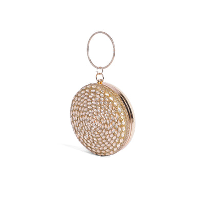 Magnolia Gold Jute Embellished Women Clutch