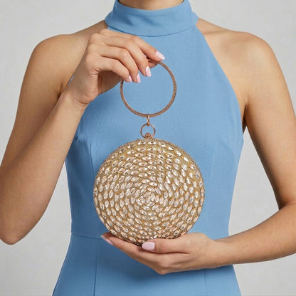 Magnolia Gold Jute Embellished Women Clutch