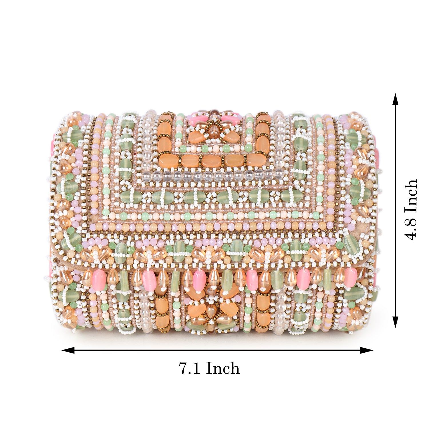 Pastel Suede Embellished Clutch