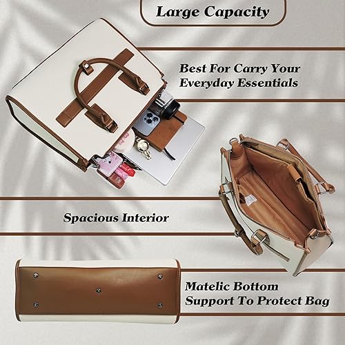 Magnolia® Premium Faux Leather Handbag – 10L Spacious Everyday & Office Bag Beige