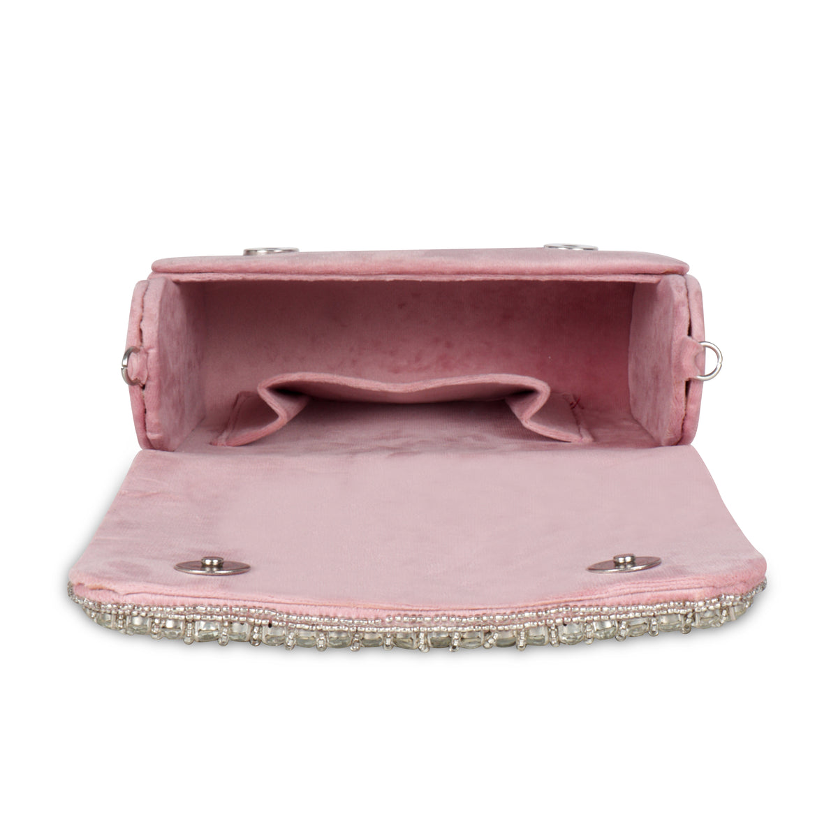 Magnolia Pink Velvet Embellished Women Clutch