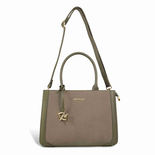 Magnolia Structured PU Leather Handbag for Women | 10.5L Stylish Office & Everyday Bag with Long Strap