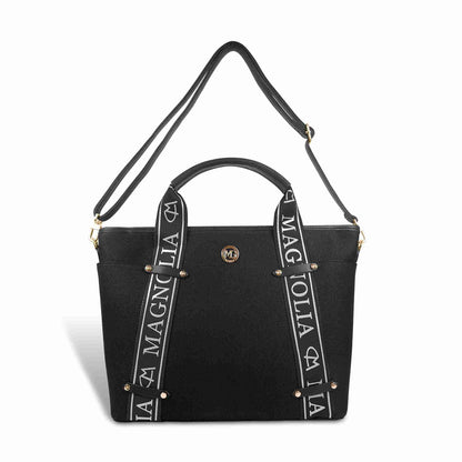 Magnolia® Vegan Leather Black Handbag – 15L Spacious Tote for Everyday & Work Use