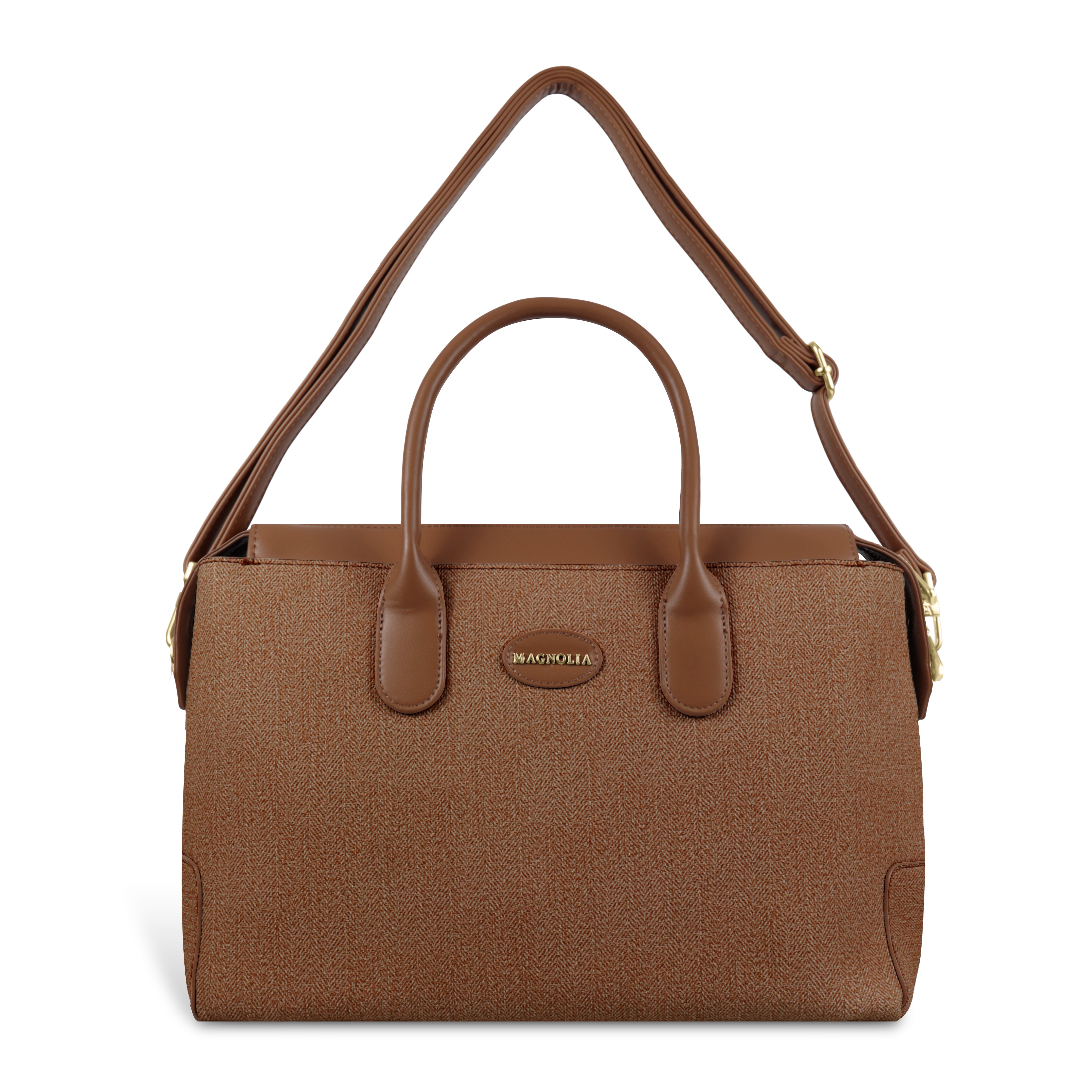 Magnolia Elegant Structured Handbag for Women - Premium Shoulder Tote with Top Handles & Detachable Strap