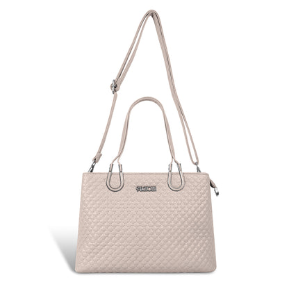 Magnolia Dusty Rose Quilted Faux Leather Handbag for Women | 10.5L Elegant Everyday & Office Shoulder Bag