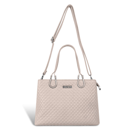 Magnolia Dusty Rose Quilted Faux Leather Handbag for Women | 10.5L Elegant Everyday & Office Shoulder Bag