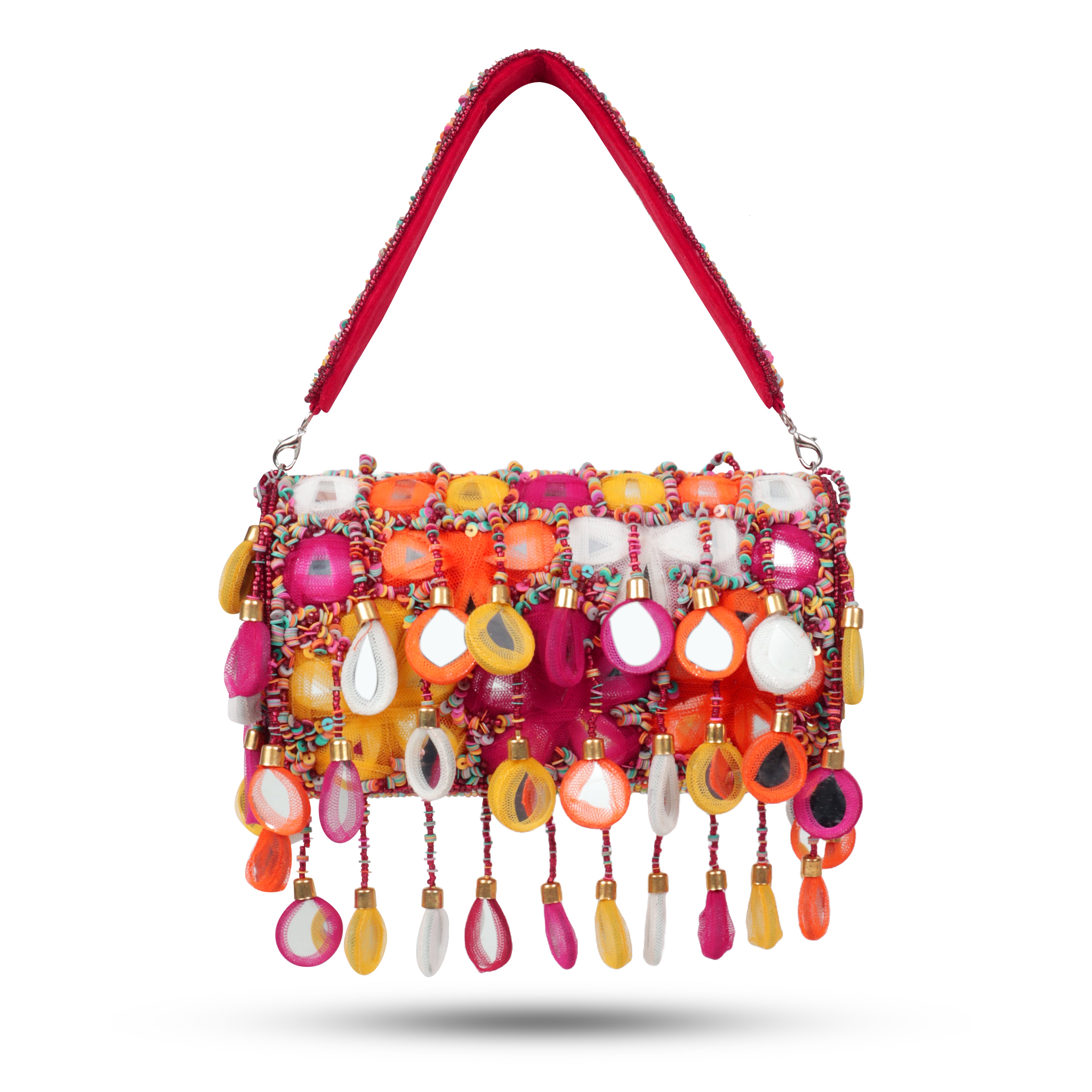 Magnolia Luxe Hot Pink Multicolor Velvet Clutch – Bridal, Festive & Party Wear