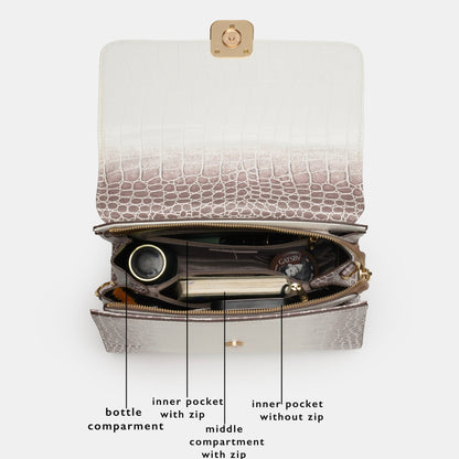 Magnolia Luxe Croco Texture Satchel – Elegant Handbag with Gold Accents