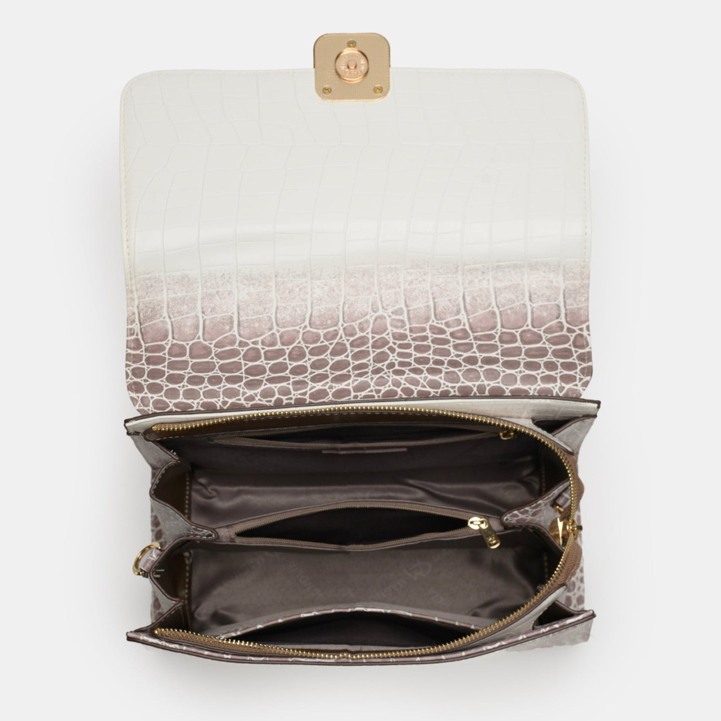 Magnolia Luxe Croco Texture Satchel – Elegant Handbag with Gold Accents