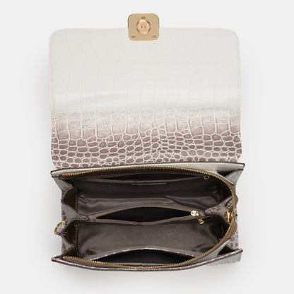 Magnolia Luxe Croco Texture Satchel – Elegant Handbag with Gold Accents