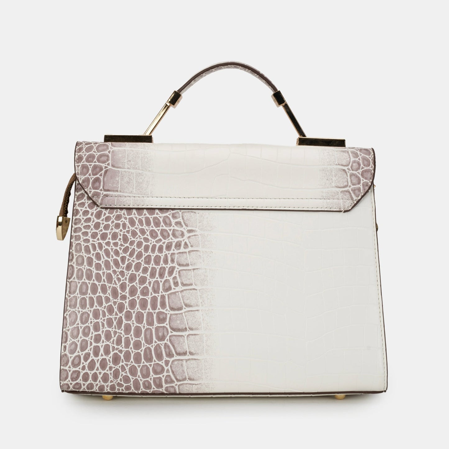 Magnolia Luxe Croco Texture Satchel – Elegant Handbag with Gold Accents