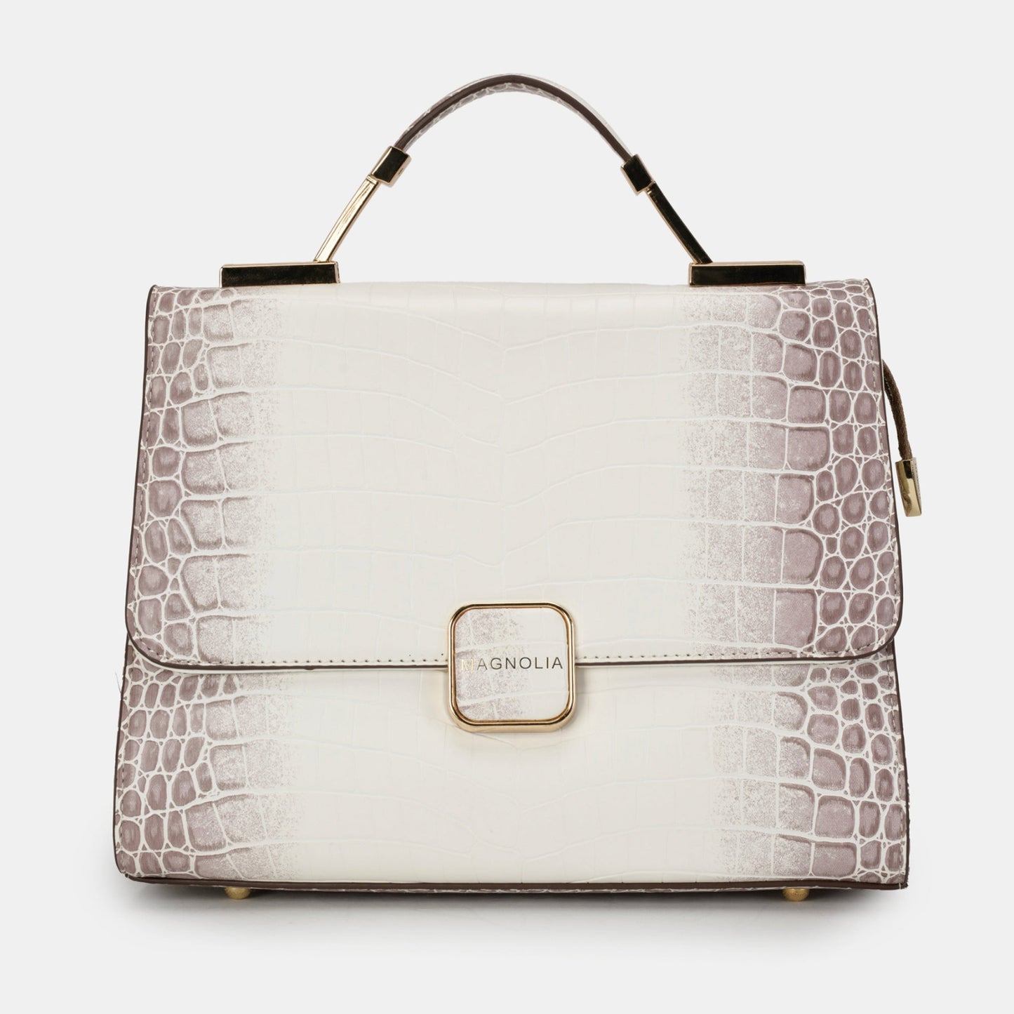 Magnolia Luxe Croco Texture Satchel – Elegant Handbag with Gold Accents