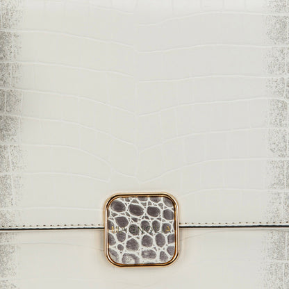 Magnolia Luxe Croco Texture Satchel – Elegant Handbag with Gold Accents