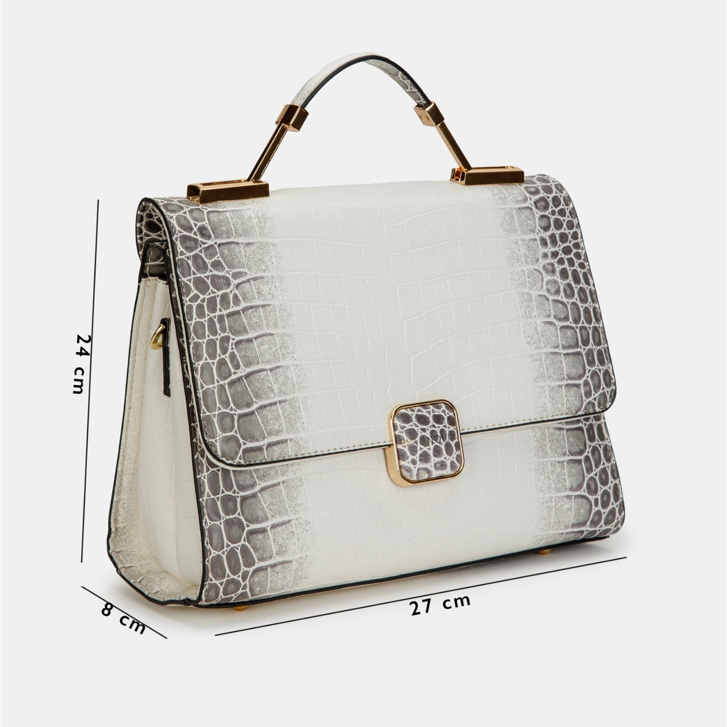 Magnolia Luxe Croco Texture Satchel – Elegant Handbag with Gold Accents
