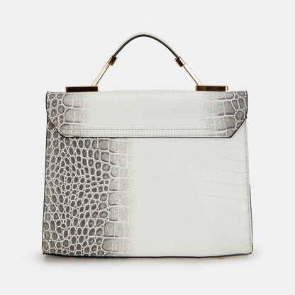 Magnolia Luxe Croco Texture Satchel – Elegant Handbag with Gold Accents