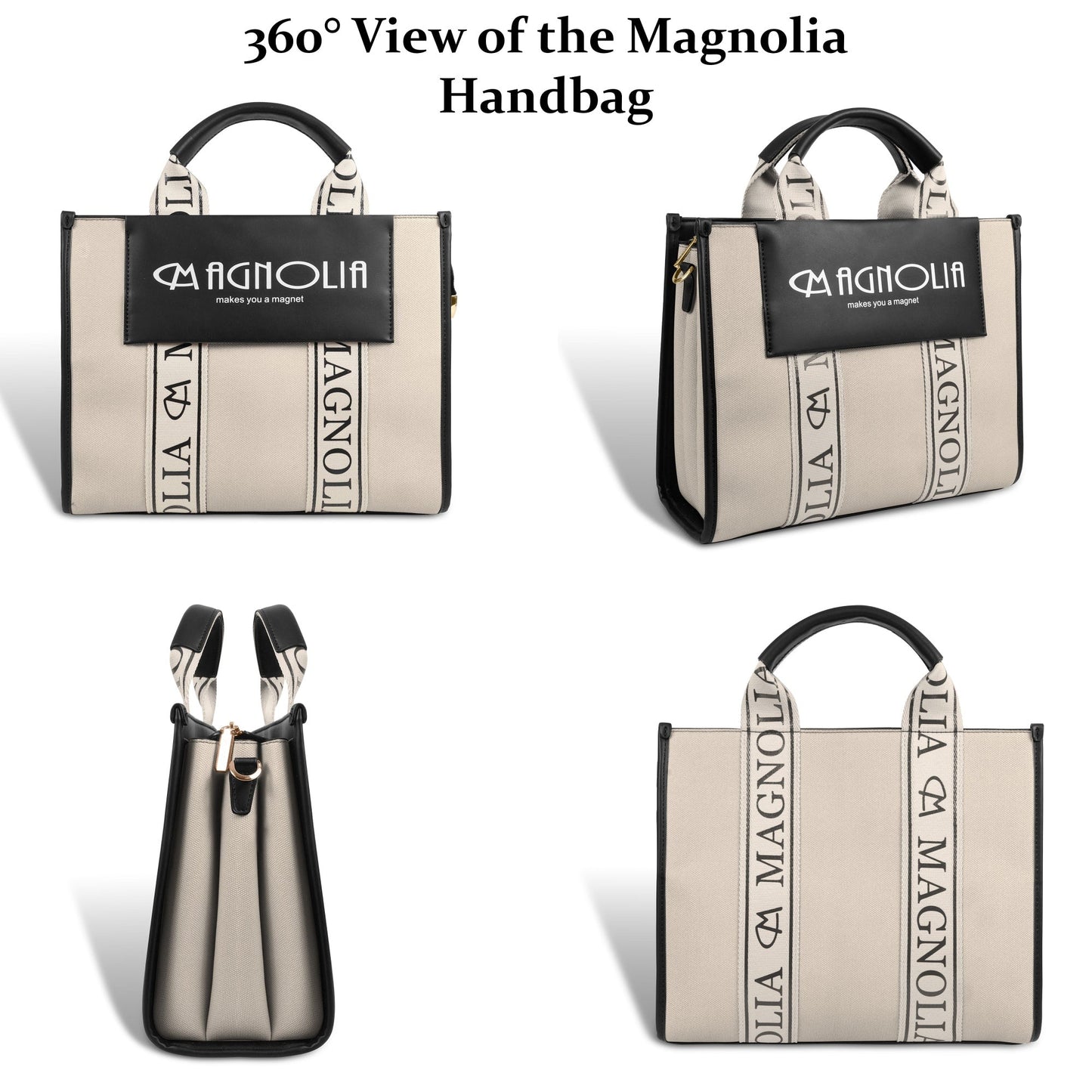 Magnolia® Premium Faux Leather Handbag – 10L Spacious Everyday & Office Bag | Beige