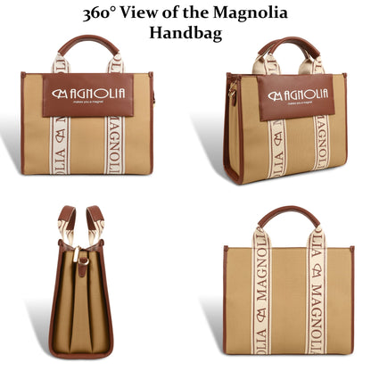 Magnolia® Premium Faux Leather Handbag – 10L Spacious Everyday & Office Bag | Khaki