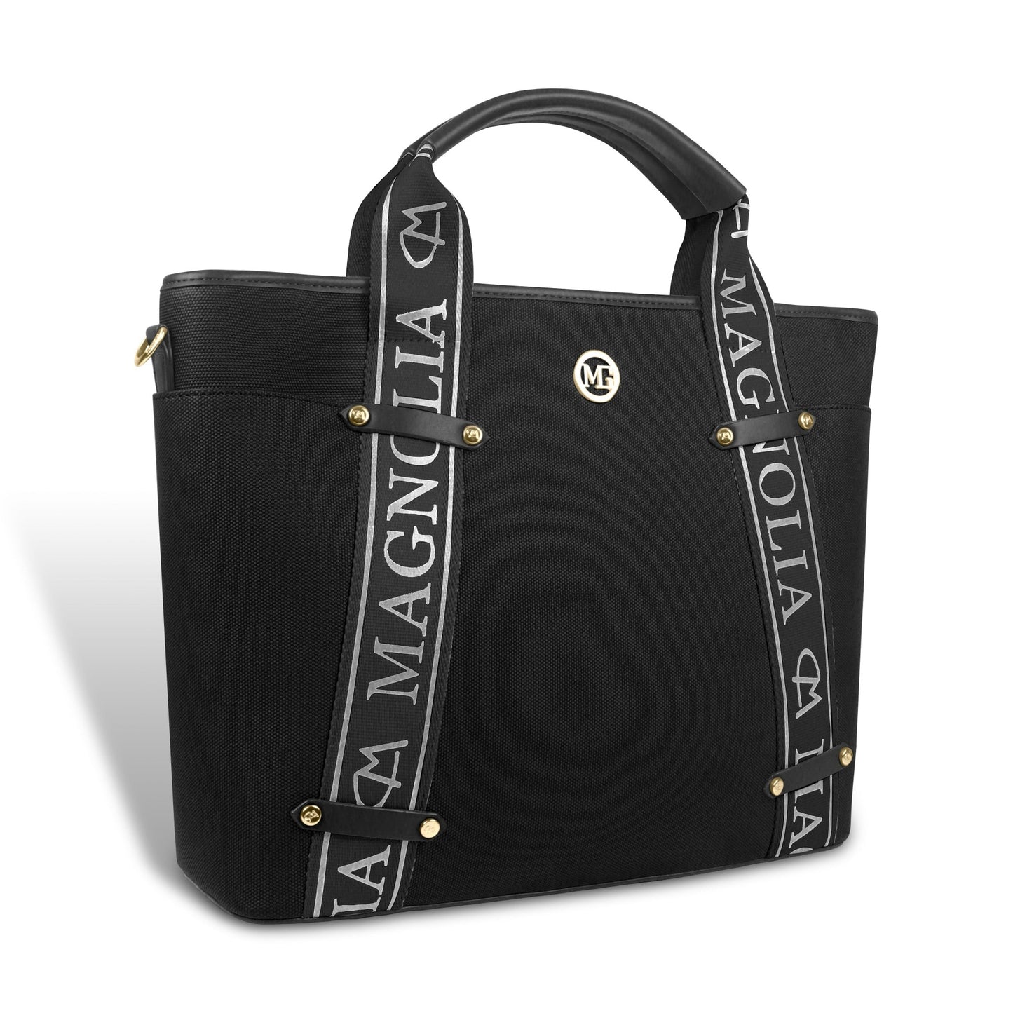 Magnolia® Vegan Leather Black Handbag – 15L Spacious Tote for Everyday & Work Use