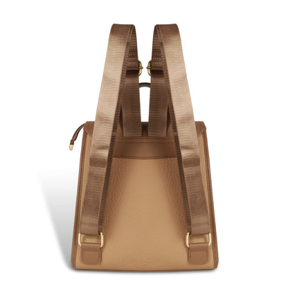 Magnolia Tan Vegan Leather Backpack for Women | 10.5L Stylish Casual Daypack with Long Strap