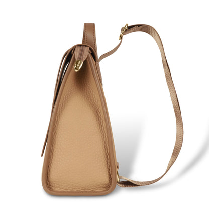 Magnolia Tan Vegan Leather Backpack for Women | 10.5L Stylish Casual Daypack with Long Strap