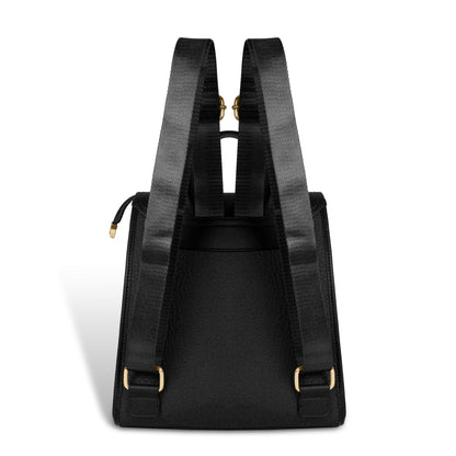 Magnolia Black Vegan Leather Backpack for Women | 10.5L Stylish Casual Daypack with Long Strap