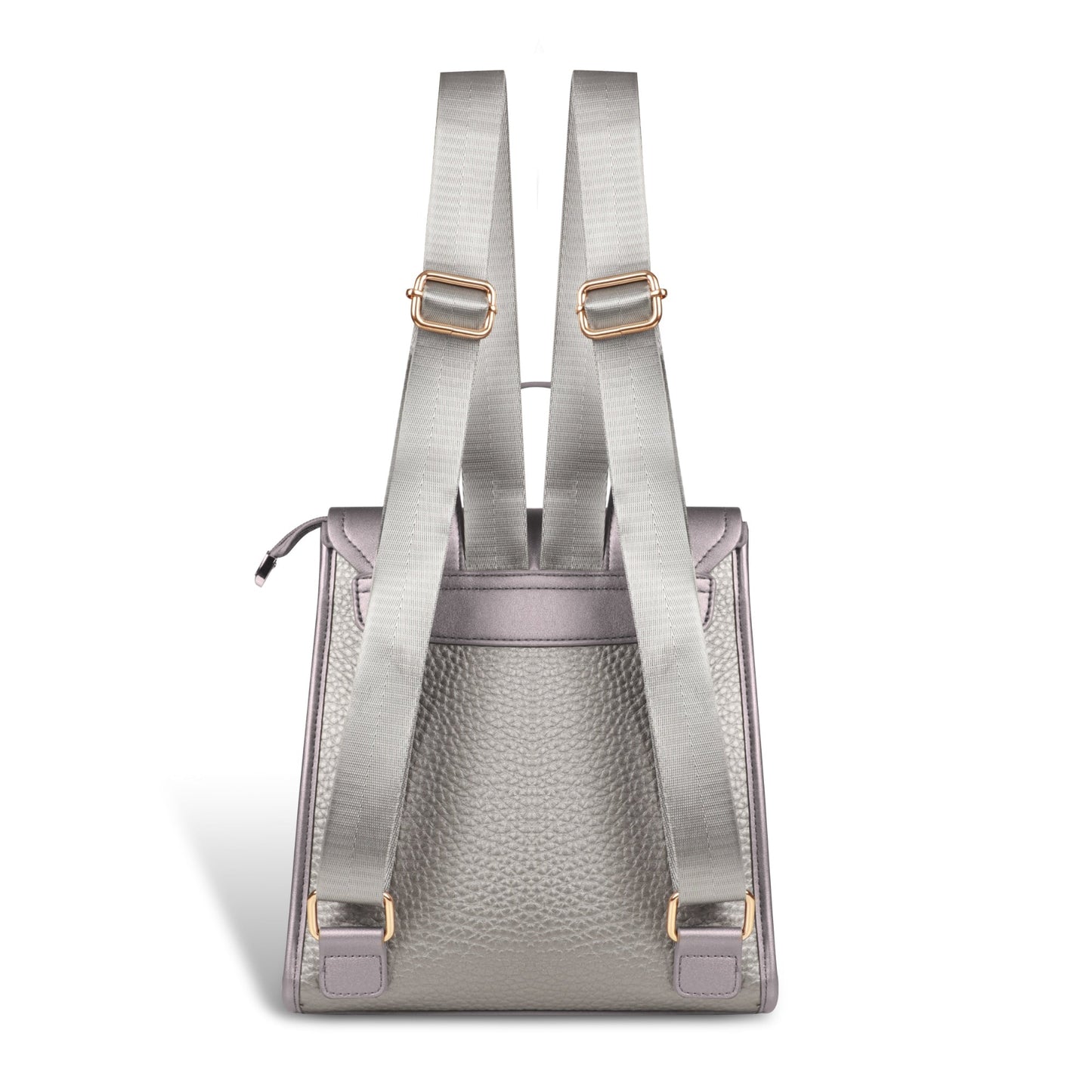 Magnolia Silver Vegan Leather Backpack for Women | 10.5L Stylish Casual Daypack with Long Strap