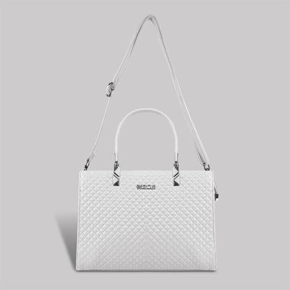 Magnolia White Quilted Faux Leather Handbag for Women | 10.5L Stylish Everyday & Office Use Bag with Long Strap