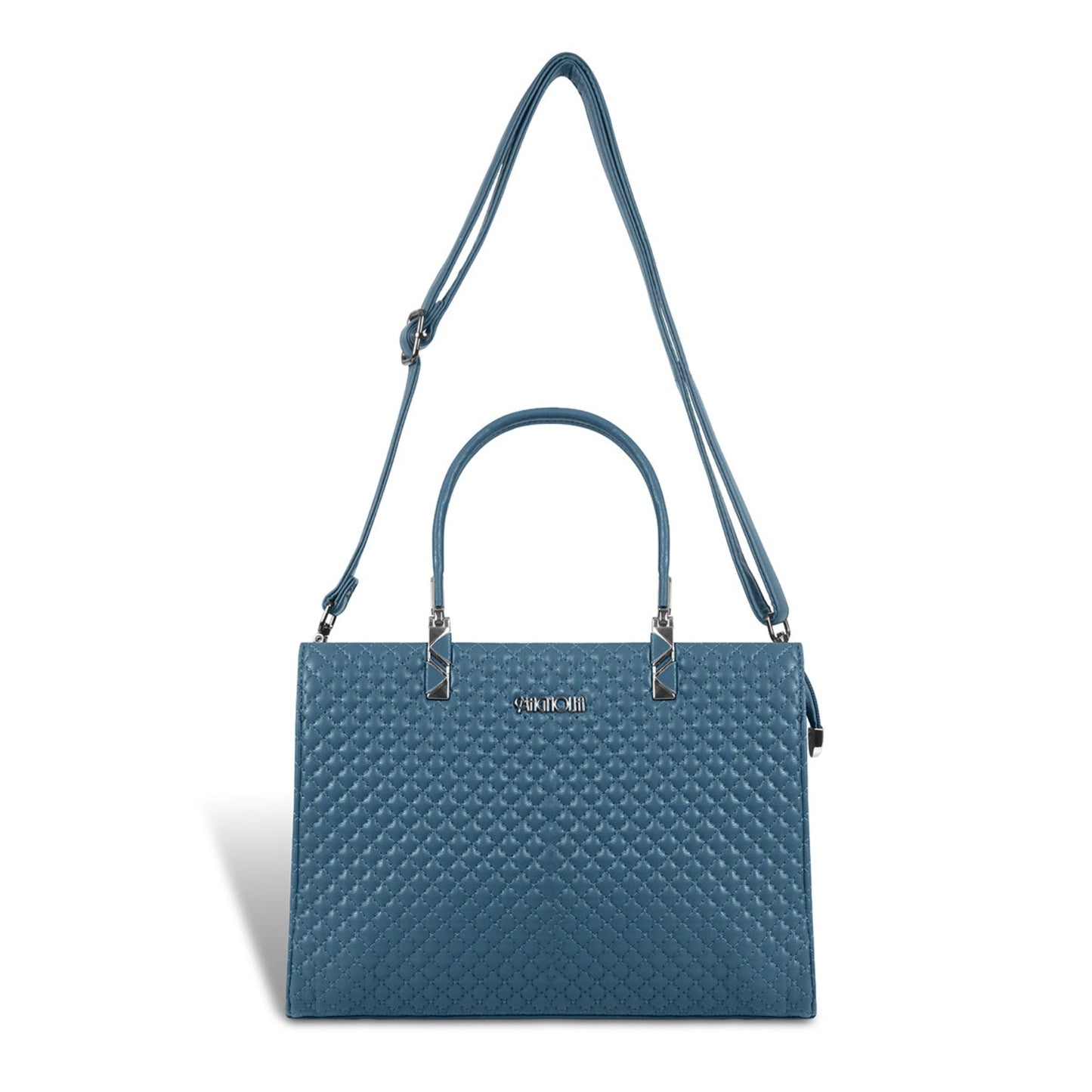 Magnolia Blue Quilted Faux Leather Handbag for Women | 10.5L Stylish Everyday & Office Use Bag with Long Strap