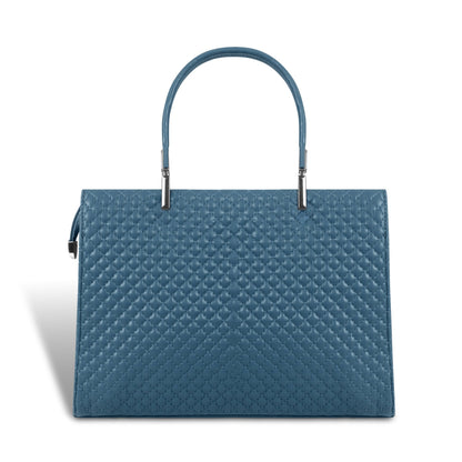 Magnolia Blue Quilted Faux Leather Handbag for Women | 10.5L Stylish Everyday & Office Use Bag with Long Strap