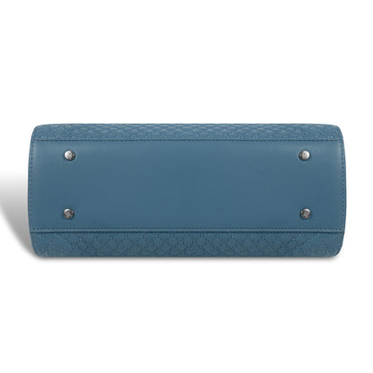 Magnolia Blue Quilted Faux Leather Handbag for Women | 10.5L Stylish Everyday & Office Use Bag with Long Strap