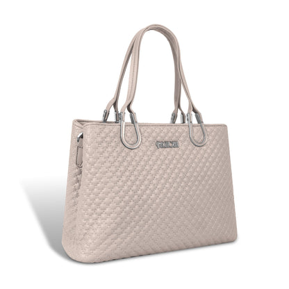 Magnolia Dusty Rose Quilted Faux Leather Handbag for Women | 10.5L Elegant Everyday & Office Shoulder Bag