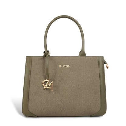 Magnolia Structured PU Leather Handbag for Women | 10.5L Stylish Office & Everyday Bag with Long Strap