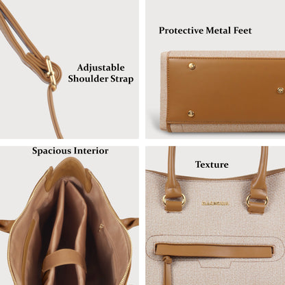 Magnolia Stylish Textured Handbag for Women - Elegant Shoulder Tote with Detachable Strap